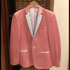 Men’s asos jacket, 38 short, pink shell is a velvety poly/elastin blend, new